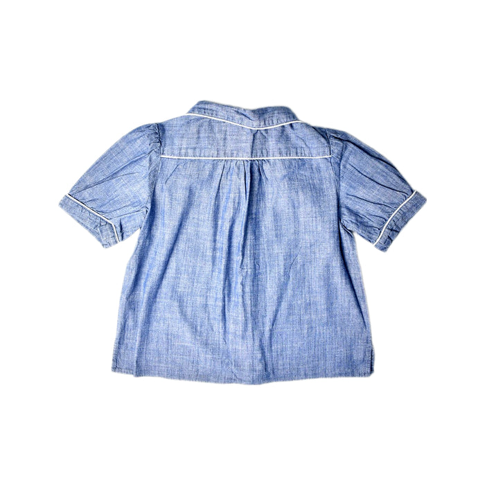 A Blue Short Sleeve Shirts from Bonpoint in size 8Y for girl. (Back View)