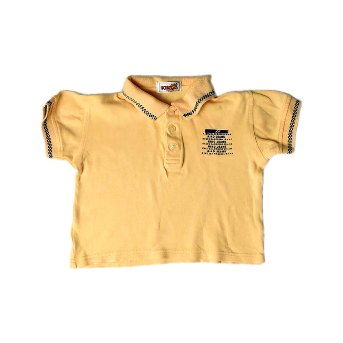 A Yellow Short Sleeve Polos from Kiko in size 12-18M for boy. (Front View)