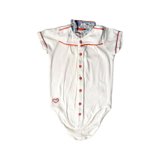 A White Short Sleeve Bodysuits from Chateau de Sable in size 12-18M for girl. (Front View)