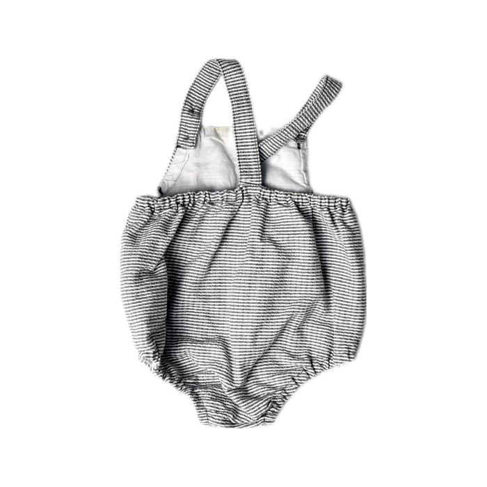 A White Sleeveless Rompers from Seed in size 6-12M for neutral. (Back View)