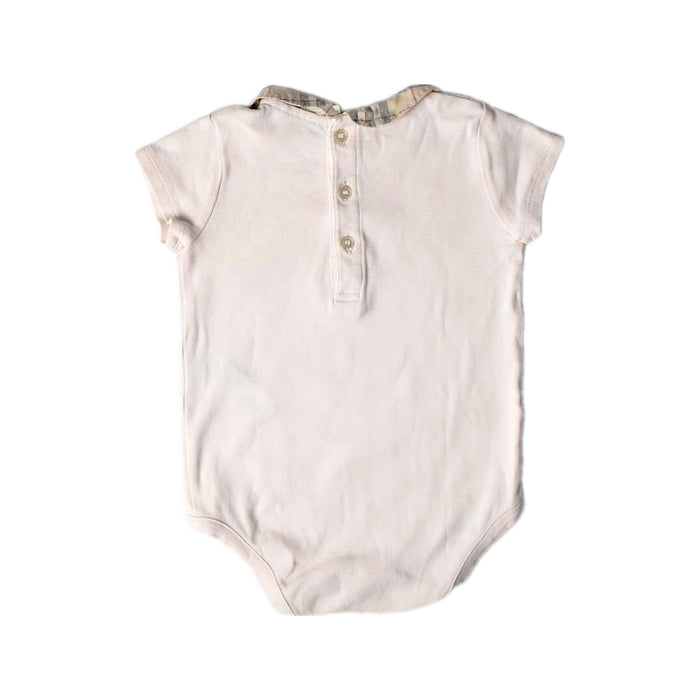A Ivory Short Sleeve Bodysuits from Burberry in size 3-6M for girl. (Back View)