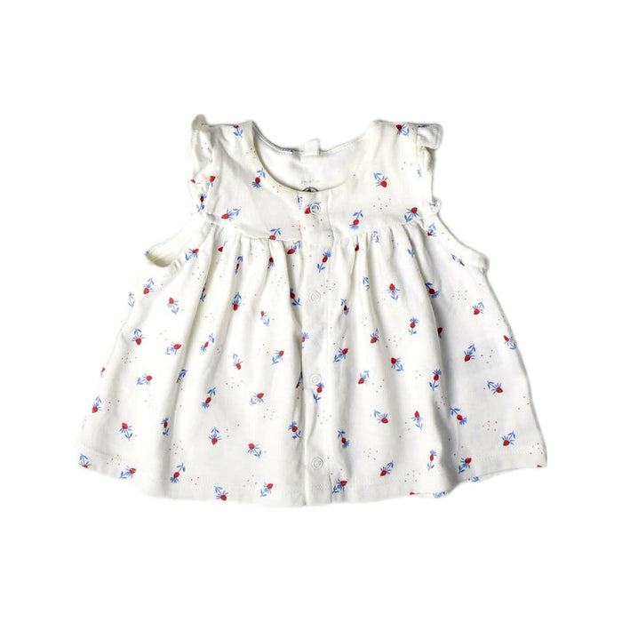 A White Sleeveless Shirts from Petit Bateau in size 3-6M for girl. (Front View)