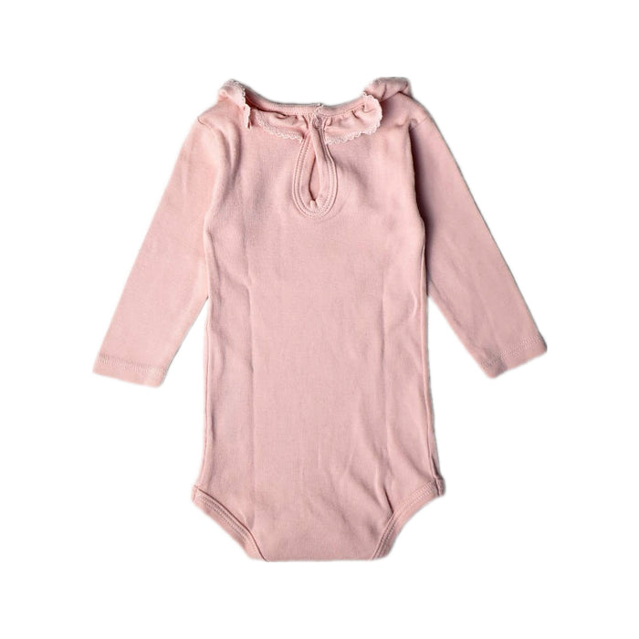 A Pink Long Sleeve Bodysuits from Petit Bateau in size 0-3M for girl. (Back View)