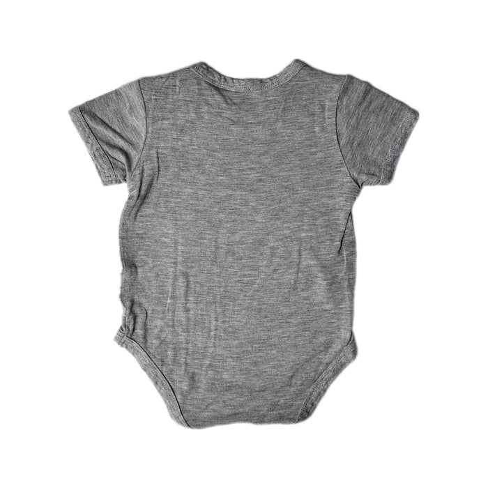 A Grey Short Sleeve Bodysuits from Raph and Remy in size 3-6M for neutral. (Back View)