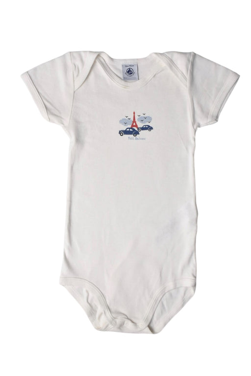 A White Short Sleeve Bodysuits from Petit Bateau in size Newborn for girl. (Front View)