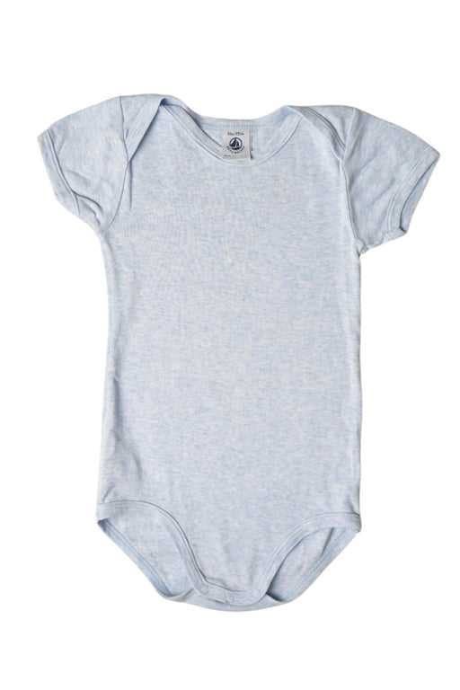 A Blue Short Sleeve Bodysuits from Petit Bateau in size 0-3M for neutral. (Front View)