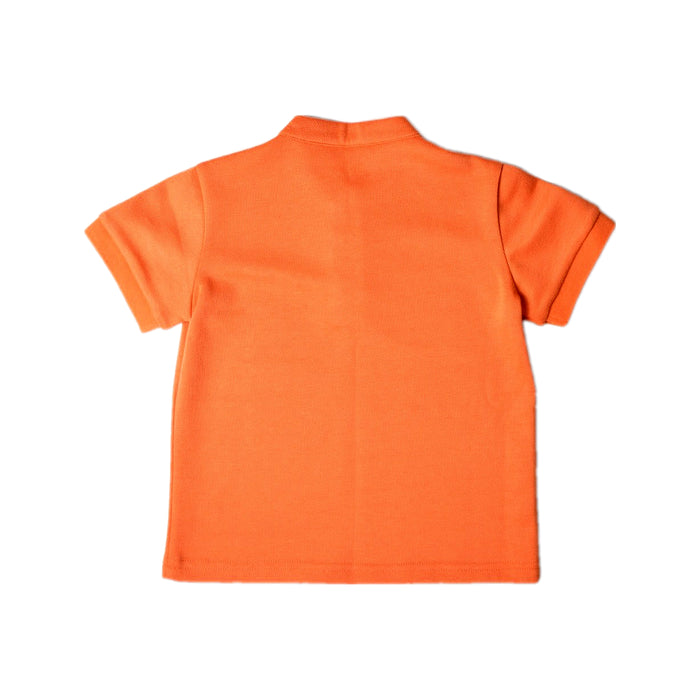 A Orange Short Sleeve Polos from Le Petit Society in size 3T for boy. (Back View)