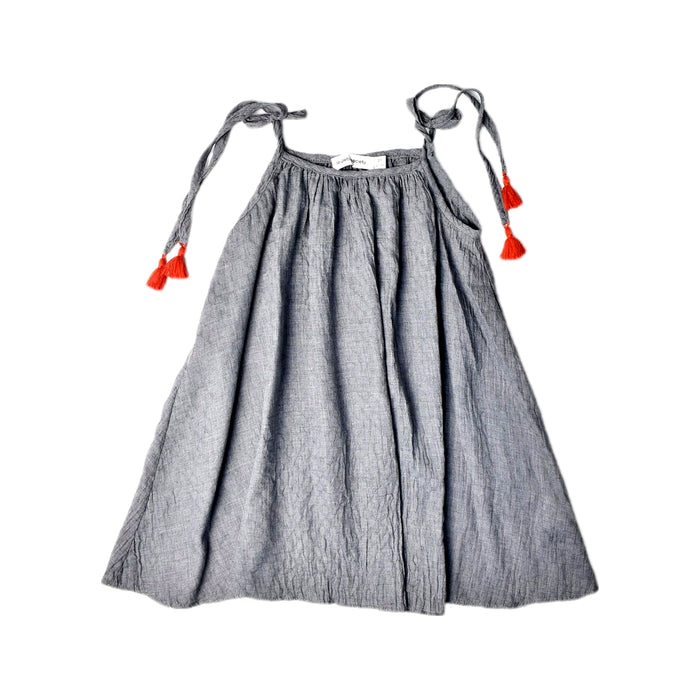 A Grey Sleeveless Dresses from Le Petit Society in size 2T for girl. (Front View)