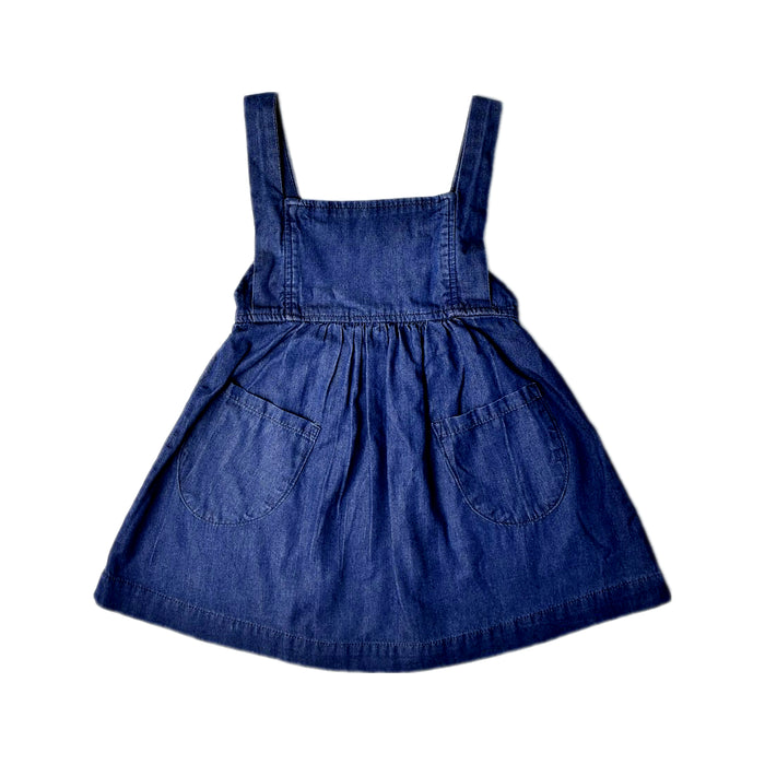A Navy Overall Dresses from Mabo in size 2T for girl. (Front View)