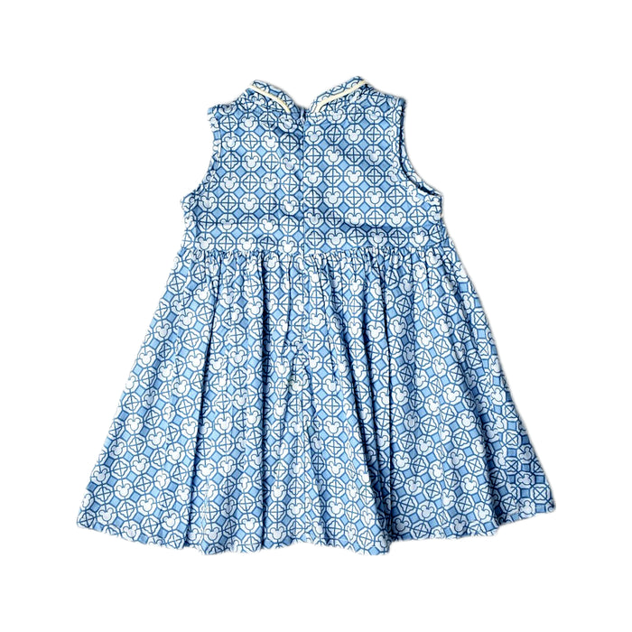 A Blue Sleeveless Dresses from Elly in size 6-12M for girl. (Back View)