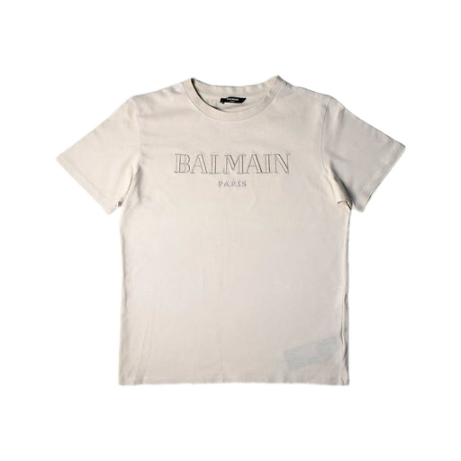 A White Short Sleeve T Shirts from Balmain in size 12Y for boy. (Front View)