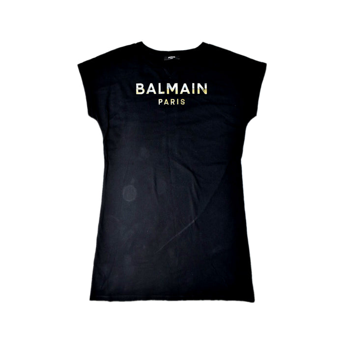 A Black Short Sleeve Dresses from Balmain in size 12Y for girl. (Front View)