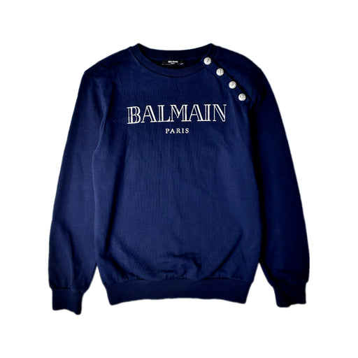 A Navy Crewneck Sweatshirts from Balmain in size 12Y for boy. (Front View)
