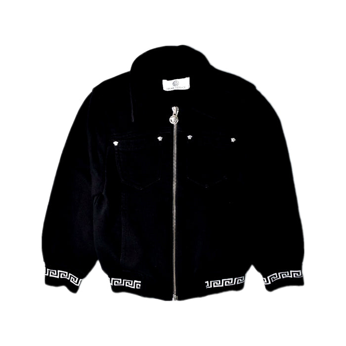 A Black Lightweight Jackets from Young Versace in size 3T for boy. (Front View)