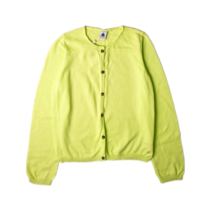 A Yellow Cardigans from Petit Bateau in size 12Y for girl. (Front View)