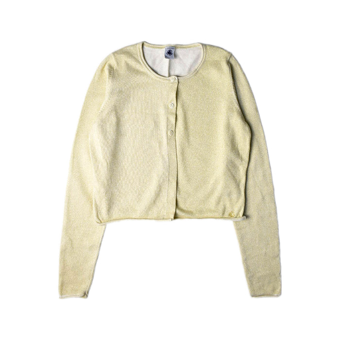 A Ivory Cardigans from Petit Bateau in size 12Y for girl. (Front View)