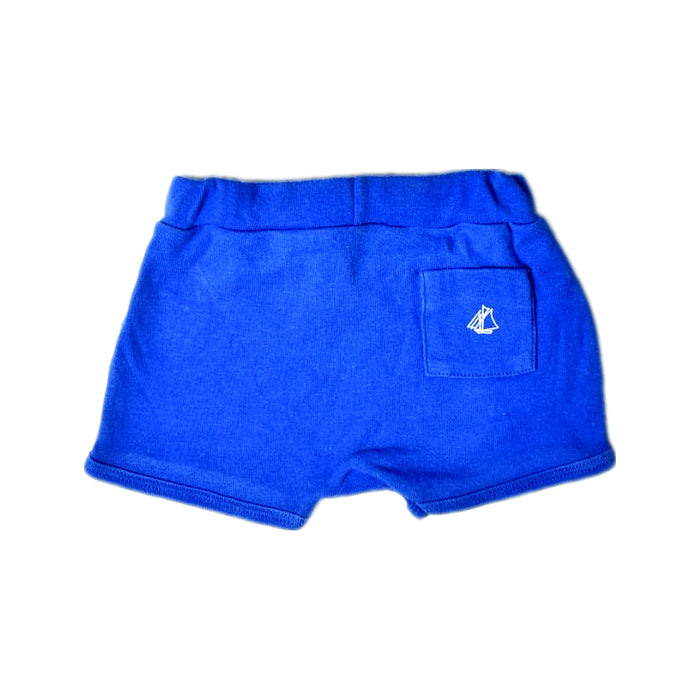 A Blue Shorts from Petit Bateau in size 0-3M for boy. (Back View)