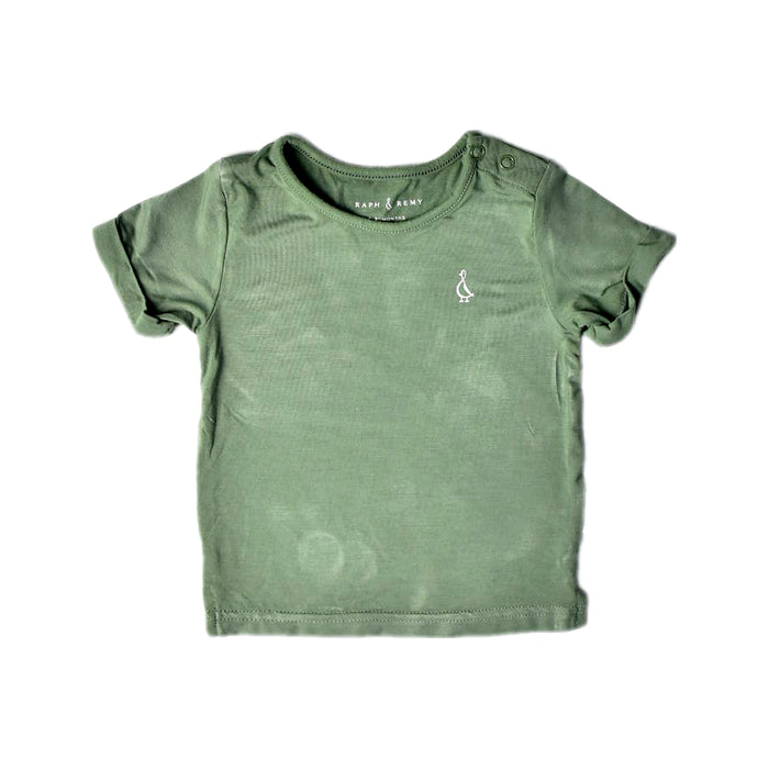 A Green Short Sleeve T Shirts from Raph and Remy in size 0-3M for boy. (Front View)