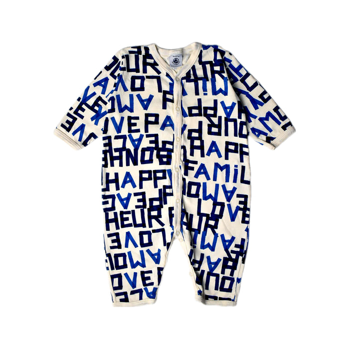 A Blue Long Sleeve Jumpsuits from Petit Bateau in size 3-6M for boy. (Front View)