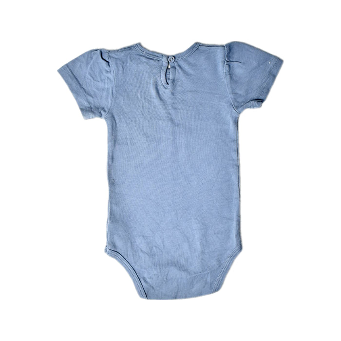 A Blue Short Sleeve Bodysuits from Jamie Kay in size 6-12M for girl. (Back View)