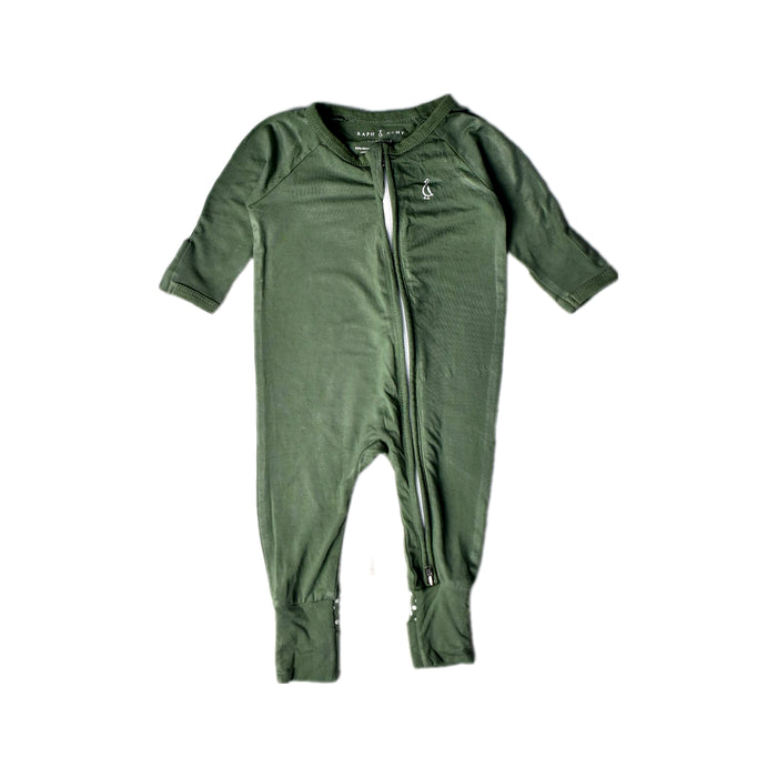 A Green Long Sleeve Jumpsuits from Raph and Remy in size 0-3M for boy. (Front View)
