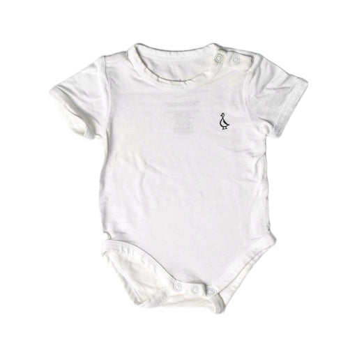 A White Short Sleeve Bodysuits from Raph and Remy in size Newborn for neutral. (Front View)