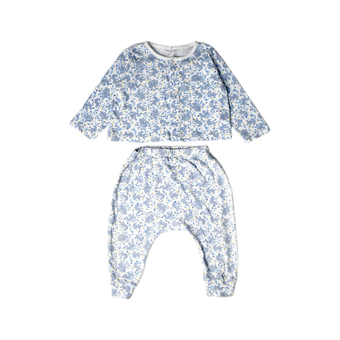 A Blue Pyjama Sets from Petit Bateau in size 6-12M for boy. (Front View)