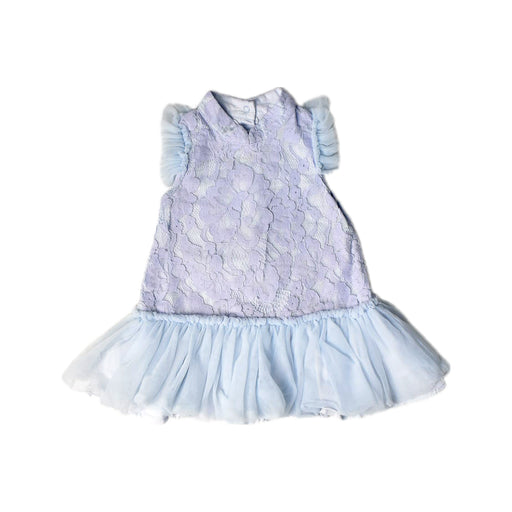 A Blue Sleeveless Dresses from Le Petit Society in size 6-12M for girl. (Front View)