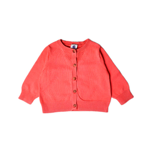 A Pink Cardigans from Petit Bateau in size 6-12M for girl. (Front View)