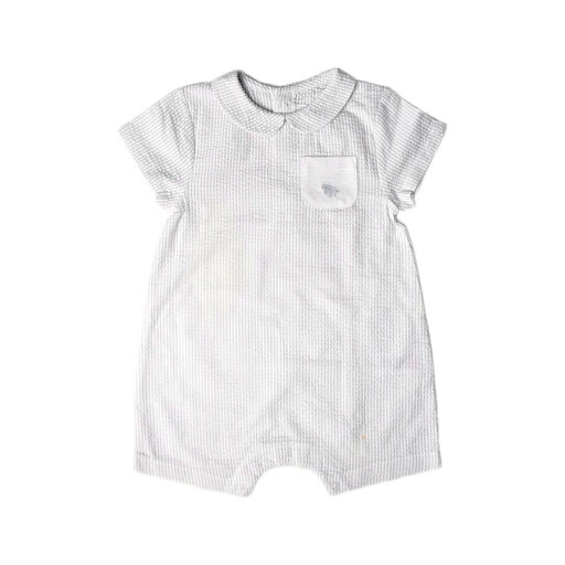 A White Short Sleeve Rompers from The Little White Company in size 12-18M for boy. (Front View)