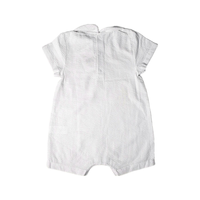 A White Short Sleeve Rompers from The Little White Company in size 12-18M for boy. (Back View)