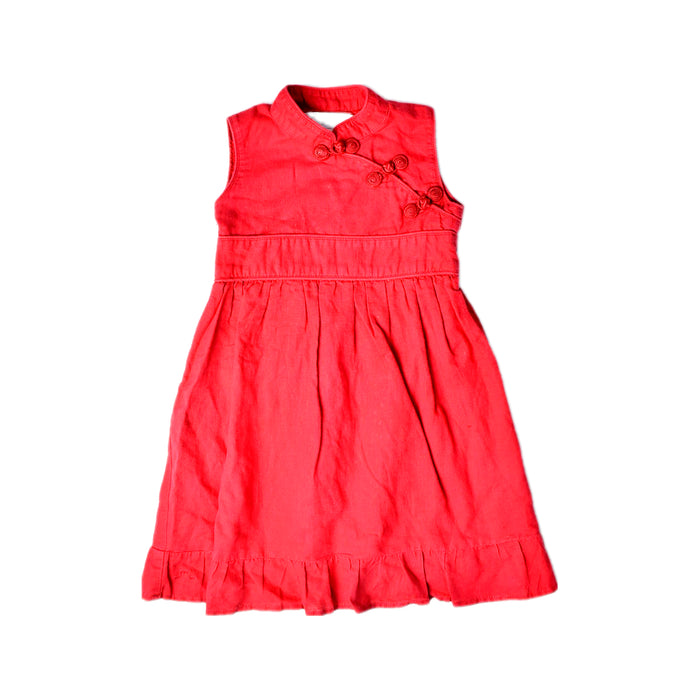 A Red Sleeveless Dresses from Chateau de Sable in size 3T for girl. (Front View)