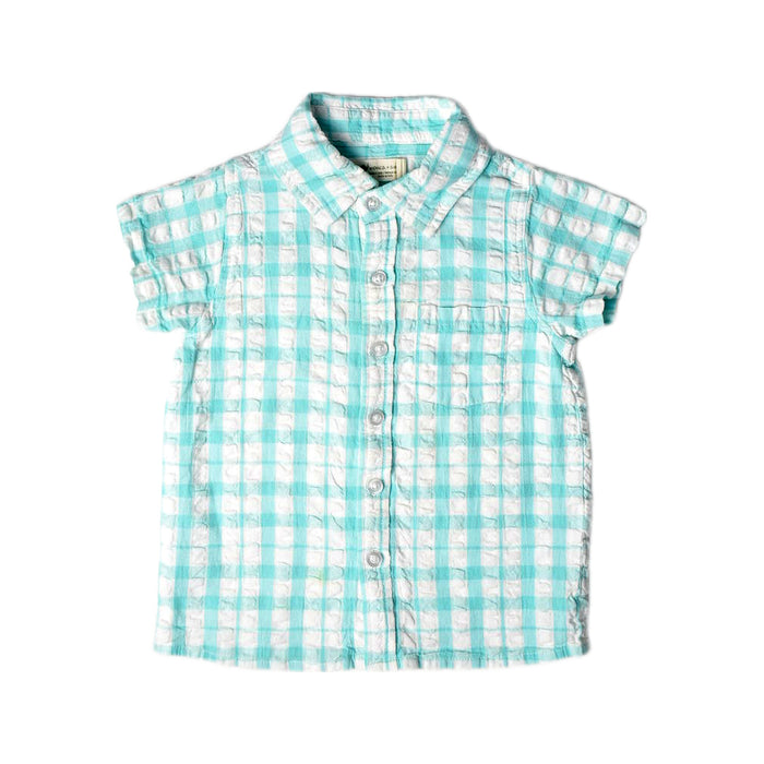 A Blue Short Sleeve Shirts from Monica + Andy in size 3T for boy. (Front View)