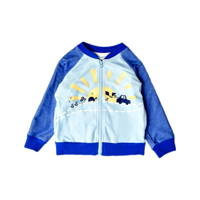 A Blue Lightweight Jackets from Oeteo in size 2T for boy. (Front View)