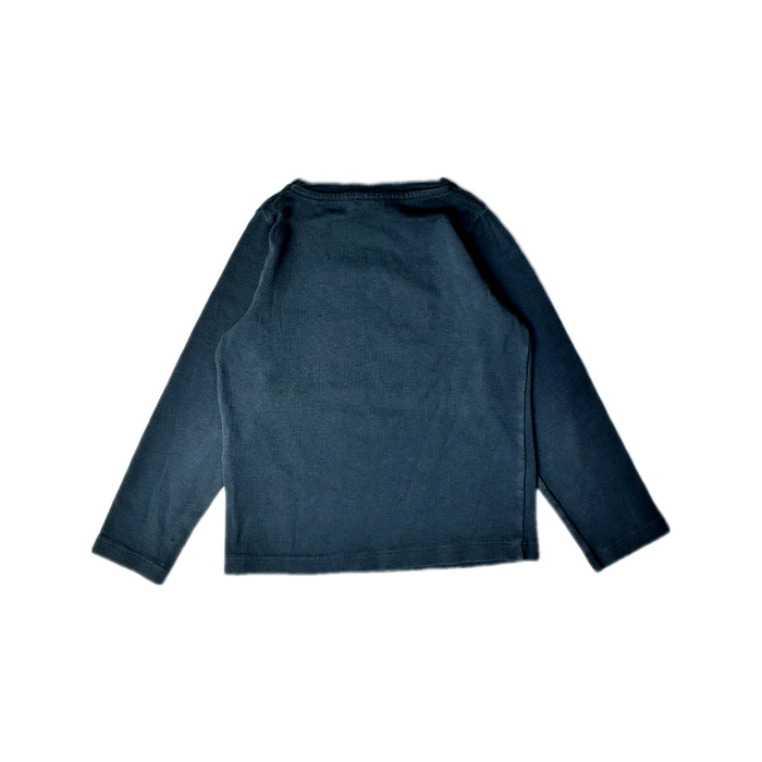 A Navy Long Sleeve T Shirts from Petit Bateau in size 3T for boy. (Back View)