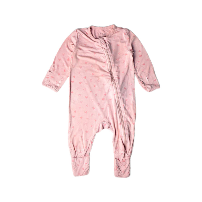 A Pink Long Sleeve Jumpsuits from Not Too Big  in size 3-6M for girl. (Front View)