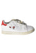 A White Sneakers from Adidas in size 4T for girl. (Front View)