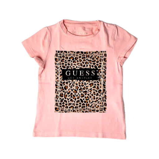 A Pink Short Sleeve T Shirts from Guess in size 2T for girl. (Front View)