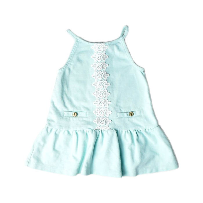 A Blue Sleeveless Dresses from Janie & Jack in size 12-18M for girl. (Front View)