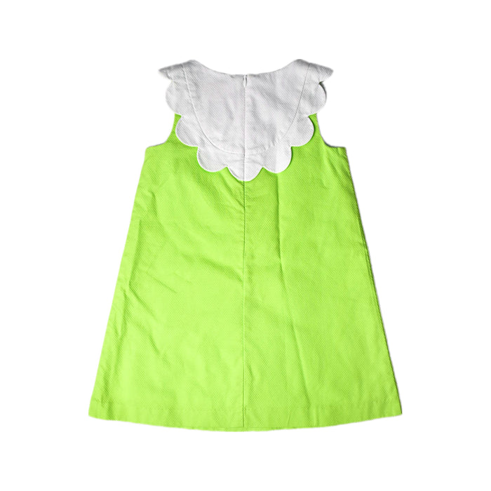 A Green Sleeveless Dresses from Jacadi in size 4T for girl. (Back View)
