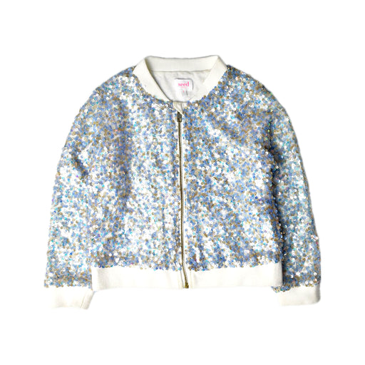 A Silver Lightweight Jackets from Seed in size 5T for girl. (Front View)