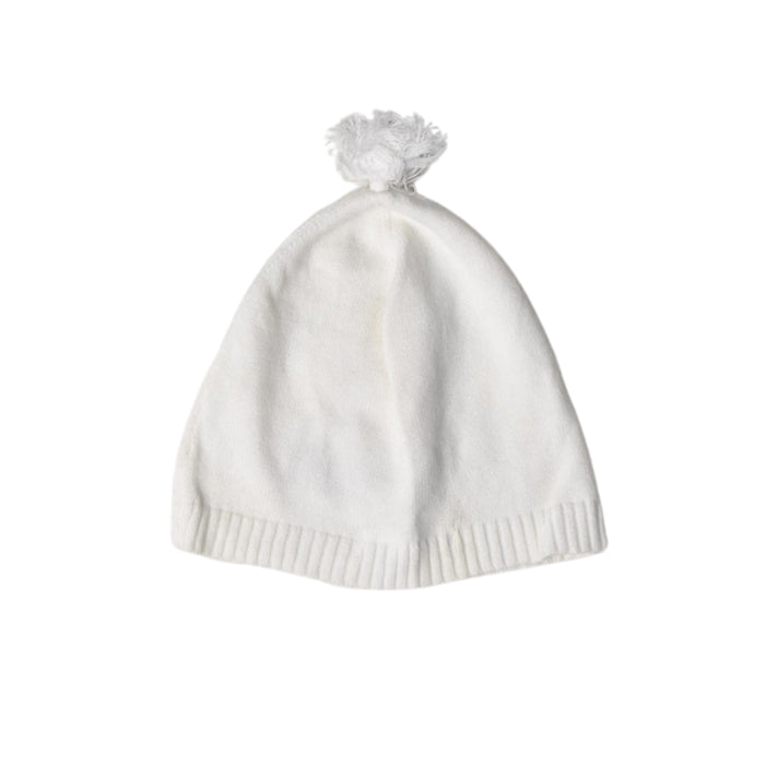 A White Winter Hats from Purebaby in size Newborn for neutral. (Front View)