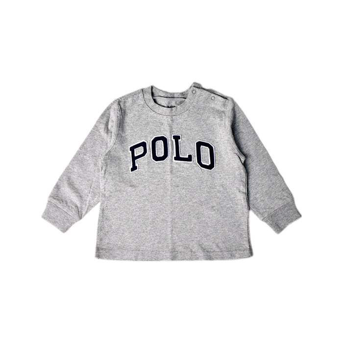 A Grey Long Sleeve T Shirts from Ralph Lauren in size 6-12M for boy. (Front View)