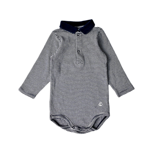 A Navy Long Sleeve Bodysuits from Petit Bateau in size 3-6M for boy. (Front View)