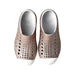 A Silver Slip Ons from Native Shoes in size 4T for girl. (Back View)