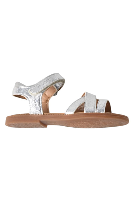 A Silver Sandals from Geox in size 3T for girl. (Front View)