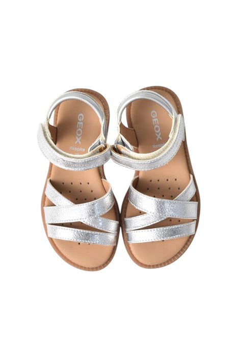 A Silver Sandals from Geox in size 3T for girl. (Back View)