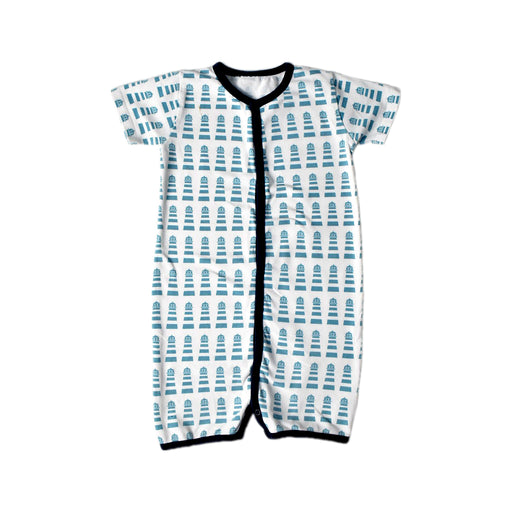 A Blue Short Sleeve Rompers from L'asticot in size 2T for boy. (Front View)