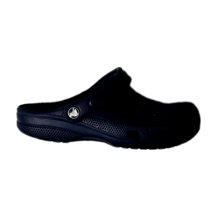 A Black Slip Ons from Crocs in size 11Y for boy. (Front View)