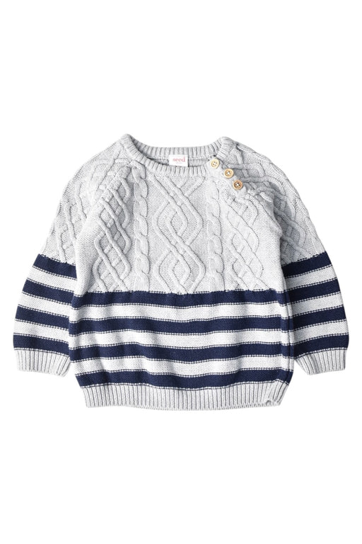 A Grey Knit Sweaters from Seed in size 18-24M for boy. (Front View)